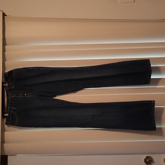 LOOK Old Navy BLUE Jeans Snap and Hook&Eye Closure Womens 8 Boot Cut Cute - Picture 1 of 8